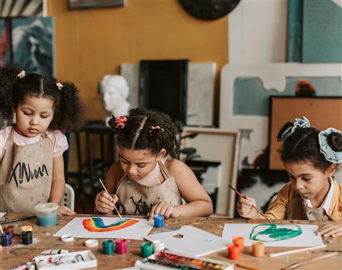 Children painting together