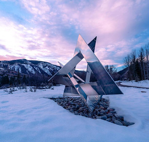 Metal art in the meadows in winter