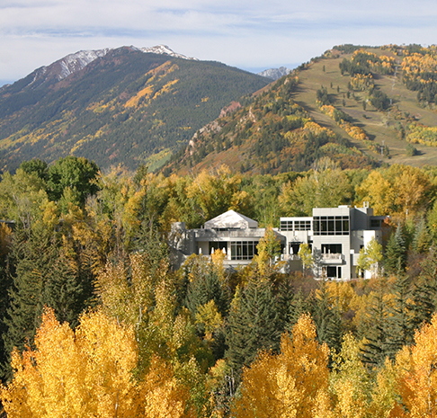 aspen meadows resort aerial in fall