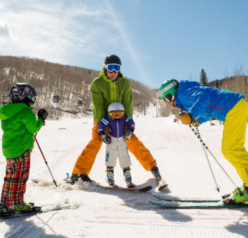 Family of four in the mountains together
