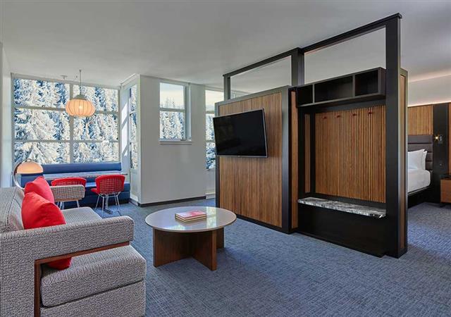guest room sofa and living area