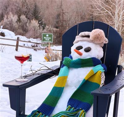 snowman with a drink