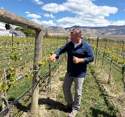winemaker in the vineyards of Colorado Wine Country